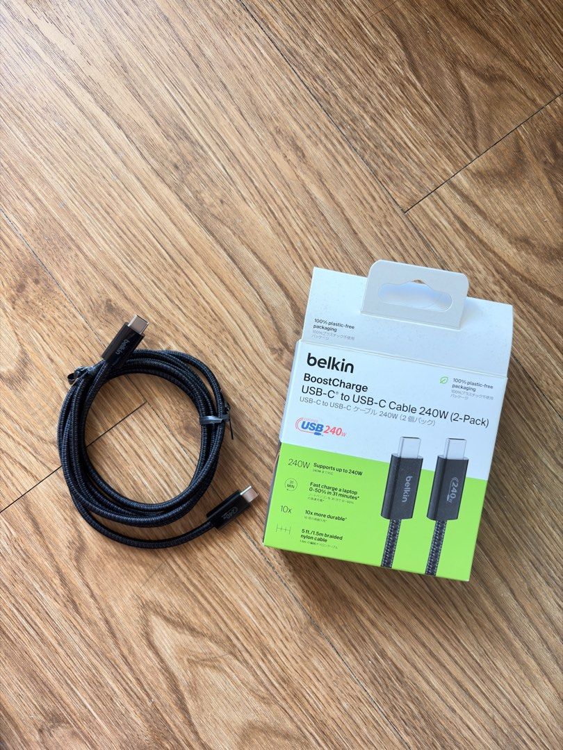 Belkin BoostCharge USB-C to USB-C Cable 240W (2-Pack) (Category: Chargers & Cables) located in Manila. Submitted by dvckhling127_ (Listing ID 1463160837, Image 1). Description: selling my extra belkin 240w charger can nego.