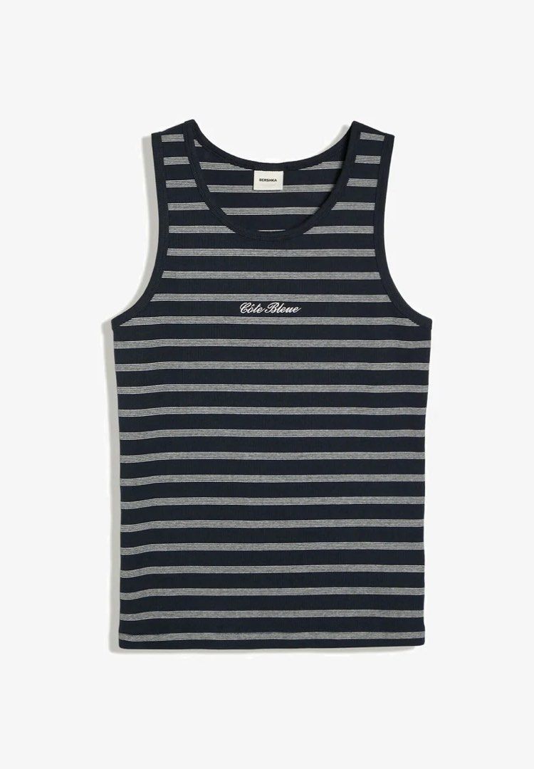 Bershka Rib Striped Tank Top (Category: Tshirts & Polo Shirts ) located in Cavite. Submitted by slumbermanila (Listing ID 1462265915, Image 1). Description: Bershka Rib Striped Tank Top thick rib material in very good condition .
