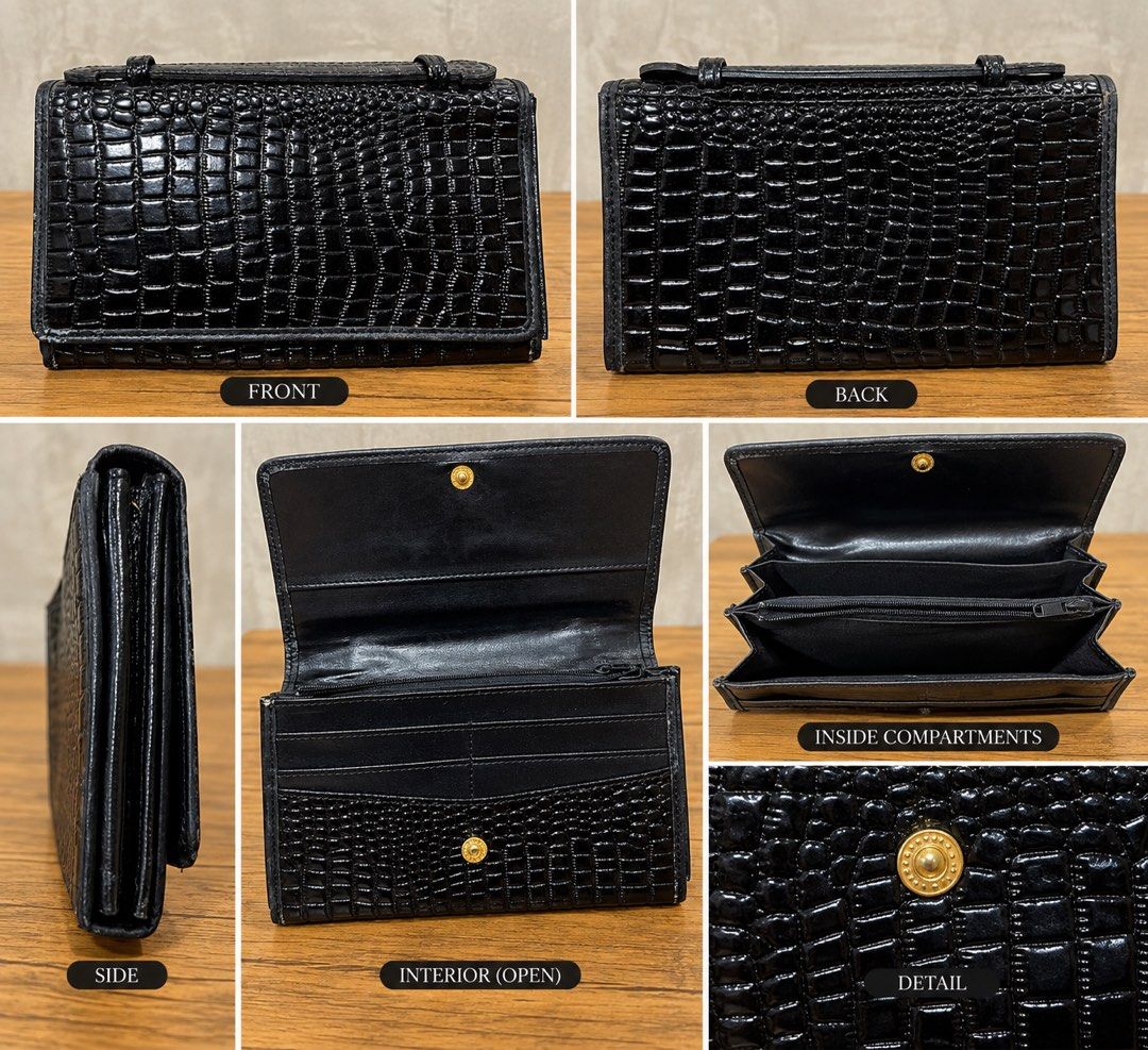 black crocodile-textured leather clutch (Category: Clutches) located in San Fernando. Submitted by japansurpluselyu (Listing ID 1463142351, Image 1). Description: .