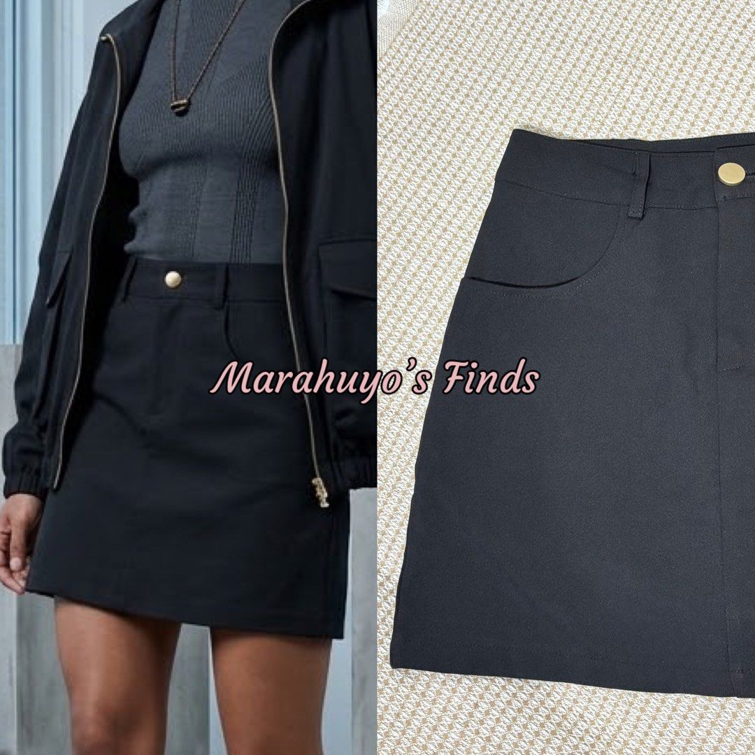 Black Skirt with Inner Short - Size XS (Category: Skirts) located in Mabalacat. Submitted by marahuyos.finds (Listing ID 1463231996, Image 2). Description: - Stylish black A-line skirt - Built-in inner shorts for added coverage - Two functional front pockets - Secure button and zip closure - Ideal for casual outings or dressing up - A versatile addition to any wardrobe.
