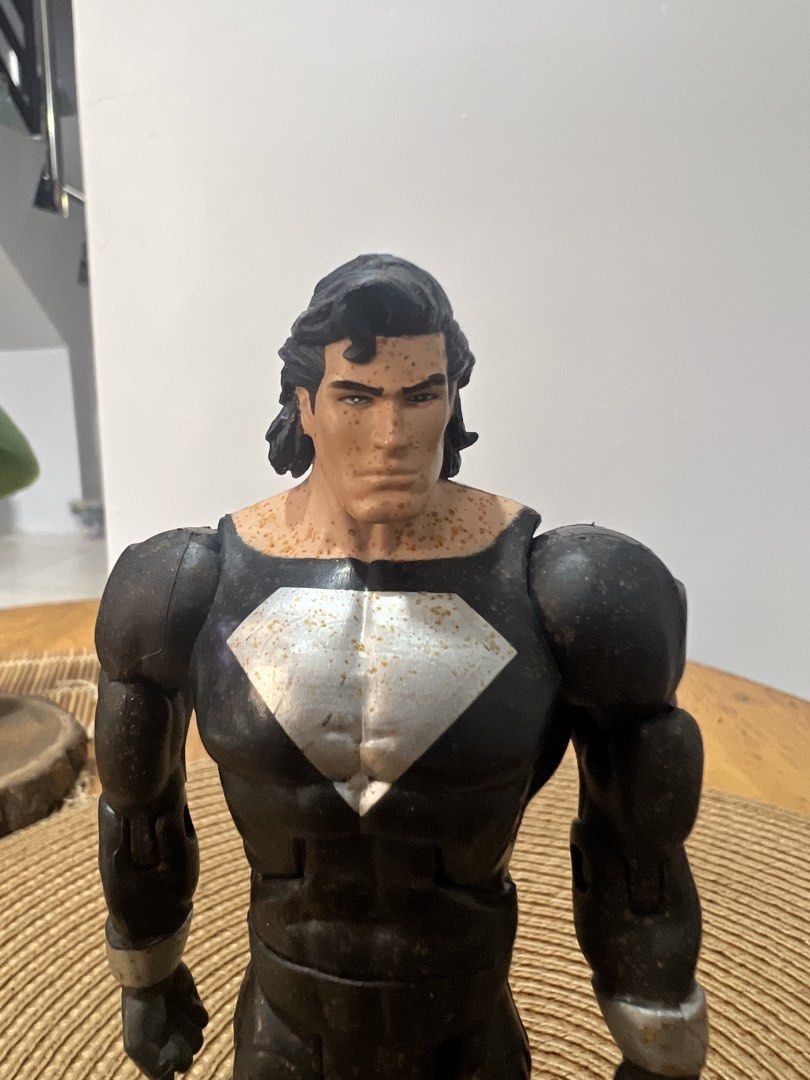Black Suit Superman Action Figure (Category: Figurines & Statues) located in Bocaue. Submitted by kwon_017 (Listing ID 1463122988, Image 2). Description: - good condition, needs cleaning - missing stand - Black suit Superman action figure - Features classic diamond chest emblem - Minor scuffs and dust present (especially on chest/shoulders) - Fully articulated joints for dynamic posing - Holes on feet for display stand compatibility - Perfect add