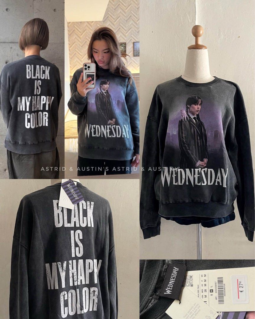 BNWT ZARA x Wednesday Sweatshirt (Category: Others Tops) located in Dasmarinas. Submitted by allisongrey1323 (Listing ID 1463127723, Image 1). Description: BNWT ZARA x Wednesday sweatshirt Medium on tag price: 1,200.