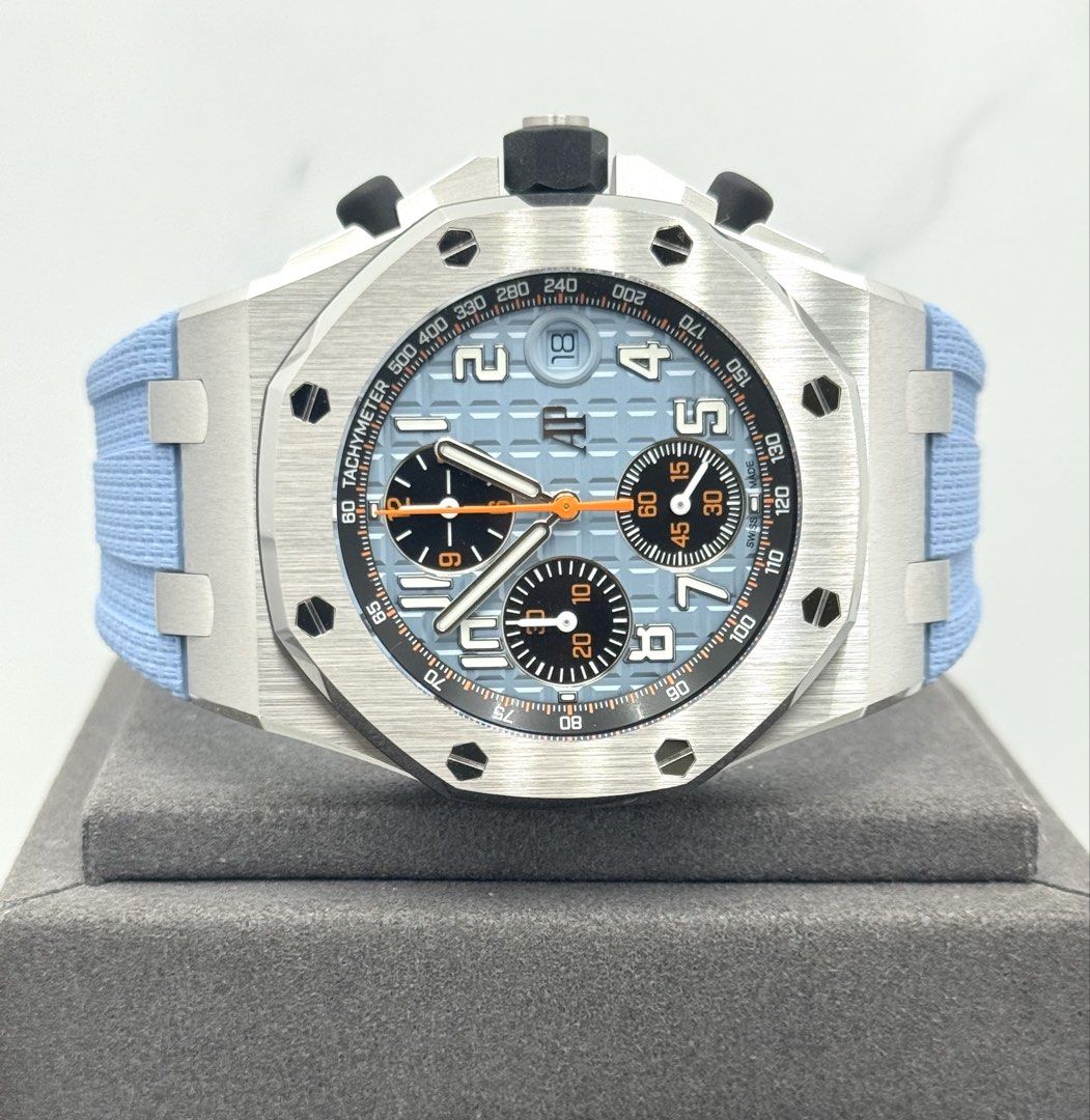 Brand New Sep 2026 Audemars Piguet Royal Oak Offshore Chronograph 26238ST Tiffany Blue Dial 26238ST.OO.A340CA.01 (Category: Watches) located in Singapore. Submitted by dreamtimes.sg (Listing ID 1463265072, Image 1). Description: Subscribe to our tele group for daily watch deals alert @dreamtimesingapore https://shorturl.at/pFTIr Brand New Sep 2026 Audemars Piguet Royal Oak Offshore Chronograph 26238ST Tiffany Blue Dial 26238ST.OO.A340CA.01 Dated 