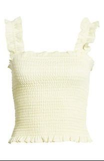 Brandnew Vero Moda Kida Smock Gingham (Category: Sleeveless) located in Manila. Submitted by april_sixteen (Listing ID 1463196460, Image 1). Description: - Cute cream smocked crop top - Features ruffle straps - Smocked bodice for a comfortable, stretchy fit - Versatile: looks great with high-waisted jeans or skirts - Perfect for casual outings or evening events.