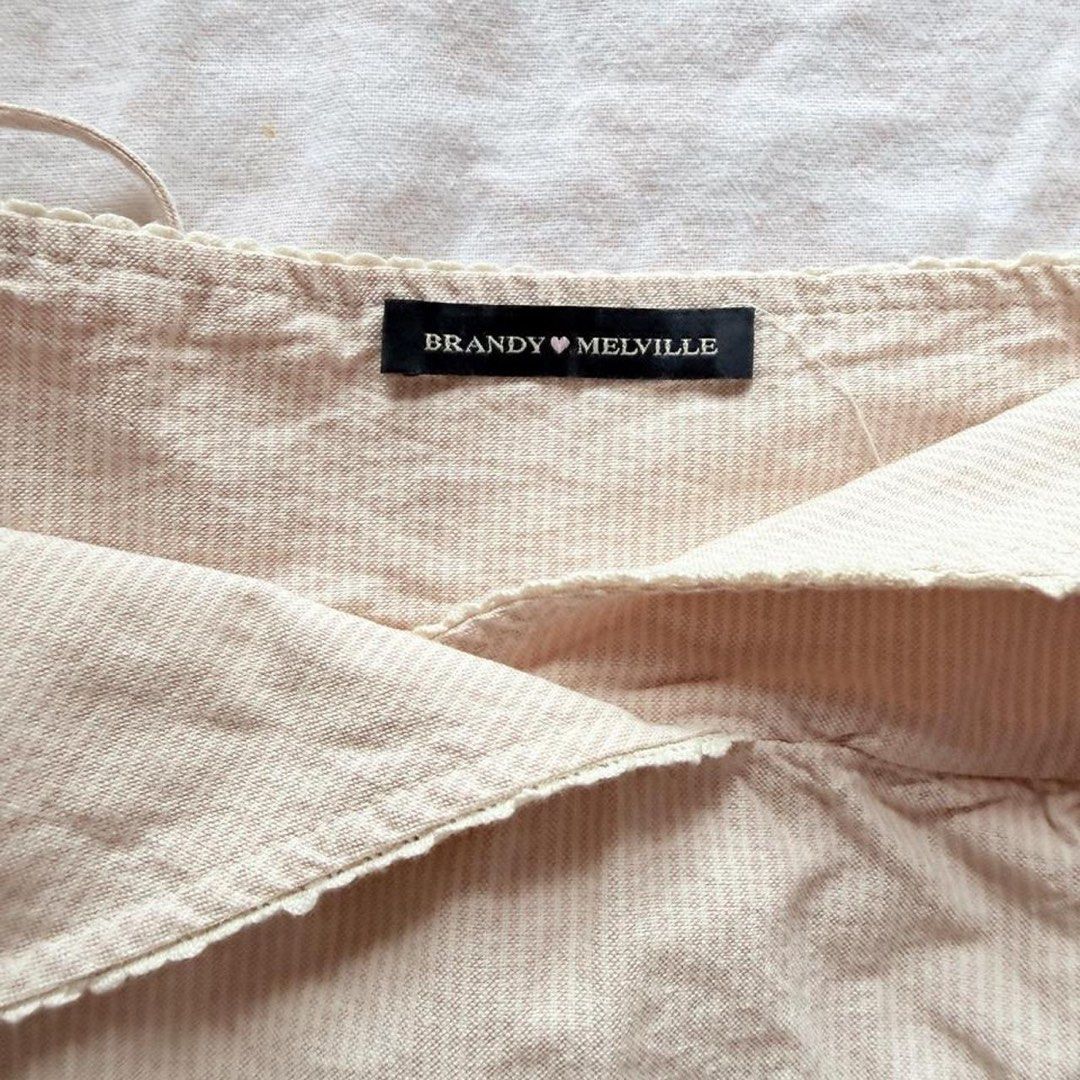 Brandy Melville Pink Striped Edith Babydoll Cami Top | cotton on revivo edikted h&m stradivarius hollister urban outfitters bershka zara (Category: Sleeveless) located in Vigan. Submitted by rainberry (Listing ID 1463160129, Image 3). Description: 15in width 17in length w/o shoulder strap - 100% cotton - pink and white cream stripes - like new! neckline too low, i dont rily use it.
