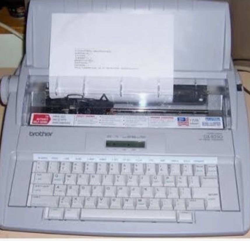 Brother GX6750 Electronic Typewriter (Category: Office & Business Technology) located in Caloocan City. Submitted by copiermach60483 (Listing ID 1463228479, Image 1). Description: - Brother GX6750 Electronic Typewriter - Works well, ready to use - Features a keyboard and display screen - Includes power cord - Ideal for typing documents and letters.