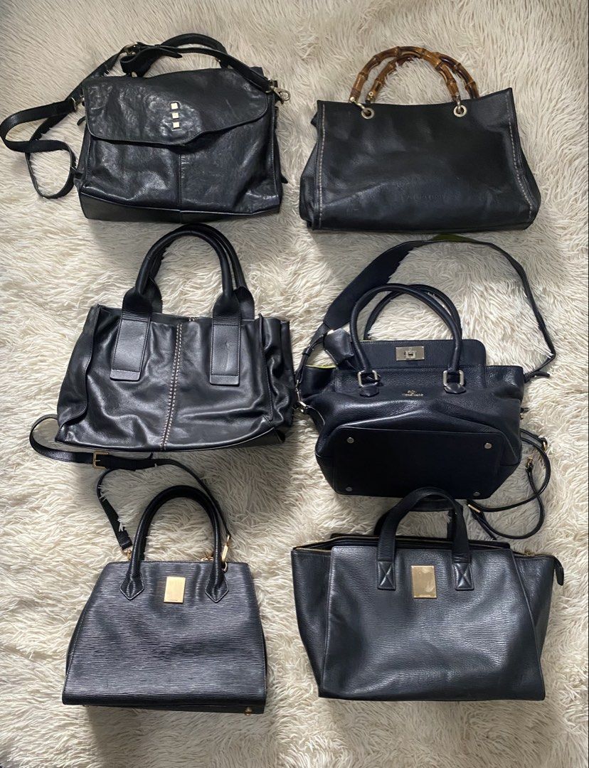Bundle of 6 Black Leather Handbags (Category: Luxury Bags & Wallets) located in Manila. Submitted by switchcity (Listing ID 1463245969, Image 1). Description: - Bundle of 6 black leather handbags - Variety of styles and sizes included - Features top handles and shoulder straps - Versatile for different occasions - Please check photos for specific details on each bag - Great value bundle deal for all six bags.