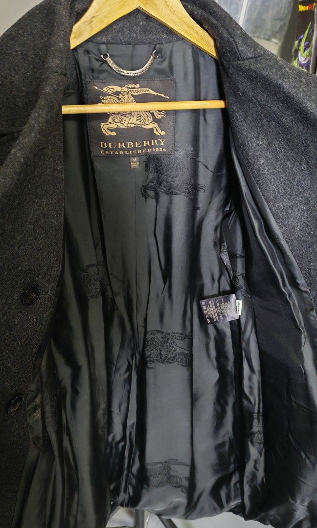 Burberry Prorsum dark grey wool coat (Category: Coats, Jackets and Outerwear) located in General Mariano Alvarez. Submitted by legitonhand.ph35961 (Listing ID 1463257159, Image 2). Description: Burberry Prorsum dark grey wool coat Available size 42 Pre owned excellent Condition 100℅ Authentic /Original Cod available thru Lbc Please send me a message thankyou 📩.