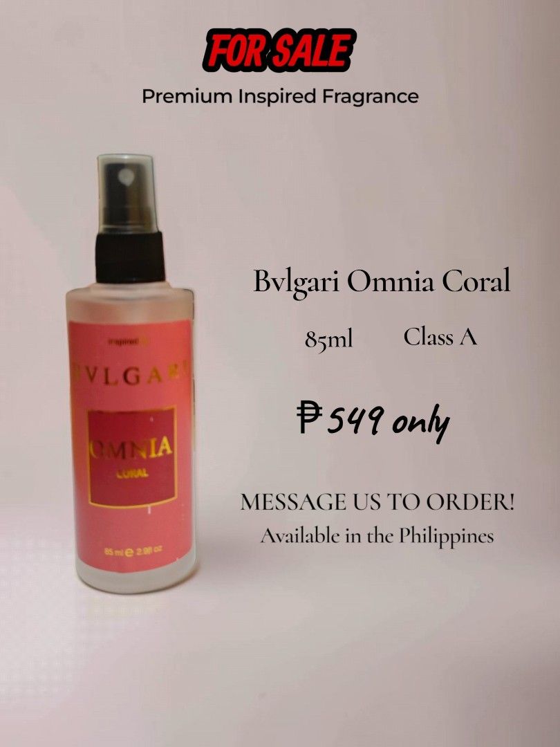 Bvlgari Omnia Coral 85ml (Category: Fragrance & Deodorants) located in San Jose del Monte. Submitted by mightymhikeeeee (Listing ID 1463150268, Image 1). Description: Premium Inspired Fragrance Bvlgari Omnia Coral 85ml • Top Grade Fragrance • Quality Scent • Long-Lasting Fragrance* • Affordable Price • Quality Fragrance • Perfect for Everyday Use • Perfect for Gifts 📩 MESSAGE US TO ORDER! 📍 Available in the Philippines 🇵🇭 🚚 Delivery availabl