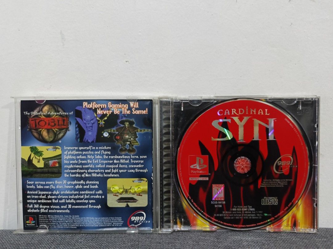 Cardinal Syn PS1 (Category: PlayStation) located in Cavite. Submitted by bodega_ni_kiks11 (Listing ID 1463119282, Image 3). Description: Cardinal Syn PS1 (NTSC-U/C) (Black Label) ☑️Complete In Box/with manual ☑️Near Mint Disc Condition ☑️ Tested Working ☑️Inlay/Manual very crispy/like new Price: ₱3500 Loc: Imus,Cavite Mode of payment: Gcash or Gotyme Mode of delivery: J&T,Gogo and Lalamove.