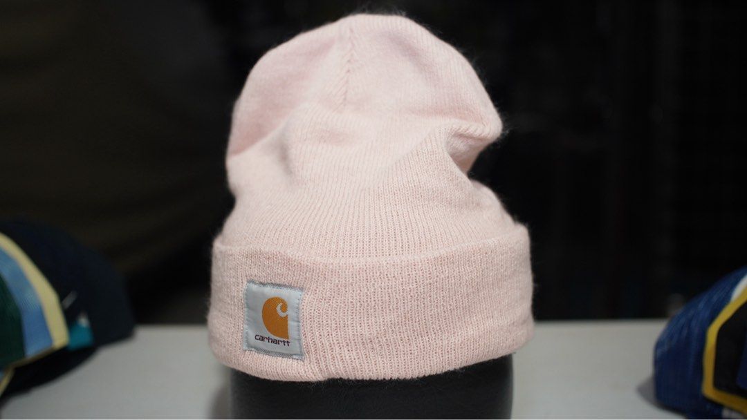 CARHARTT BEANIE LIGHT PINK (Category: Beanies) located in Butuan. Submitted by 085skatethriftshop (Listing ID 1463188045, Image 1). Description: CARHARTT BEANIE LIGHT PINK ISSUE: LINT / HIMULMUL.
