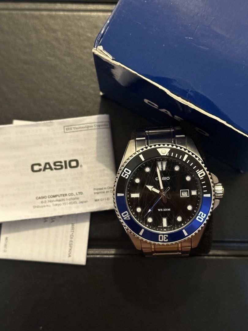 Casio Duro Diver Batman MDV 107D 1A2 Negotiable (Category: Men's Watches) located in Quezon City. Submitted by ailoqp (Listing ID 1463273425, Image 1). Description: Casio Duro Diver Batman MDV 107D 1A2 Negotiable Authentic Casio Duro 200M Diver Batman watch. Gender: Mens / Unisex Case Size: 44mm Condition: Working condition with visible scratches on the crystal Inclusions: Original box and manual Meetup: Around Taft or Makati Shipping: Grab, Lala