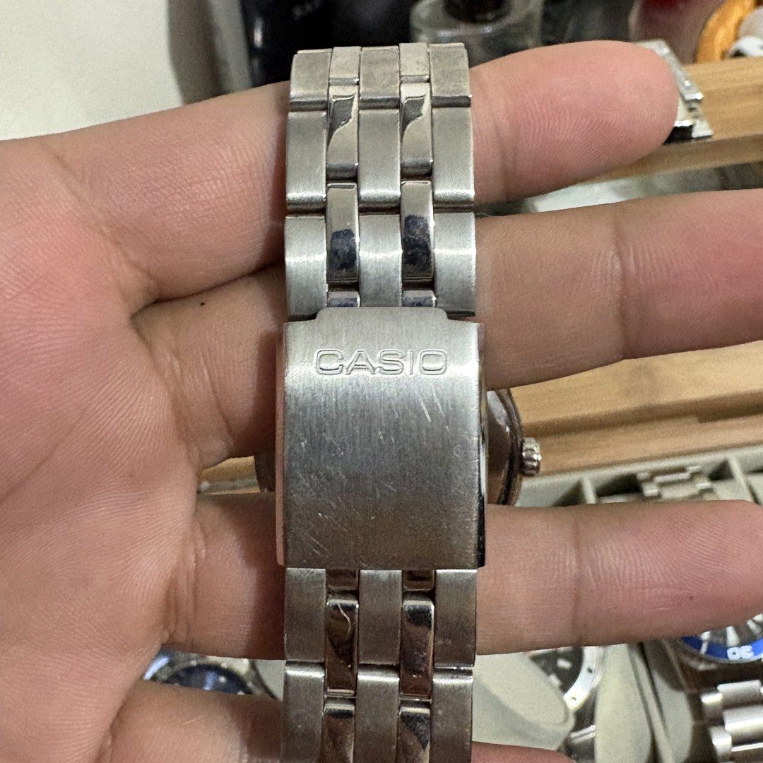 Casio Water Resist 5 Bar Watch (Category: Women's Watches) located in Makati City. Submitted by sseurekiii (Listing ID 1463223583, Image 3). Description: - Casio Watch - Black Dial - Day and Date Display - Water Resistant (5 Bar) - Stainless Steel Band with Casio Clasp - Japan Movement - Never been used - Bought from Donki Osaka Japan - No box.