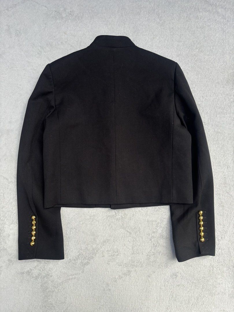 Celine Diagonal Wool Military Jacket (Category: Coats, Jackets and Outerwear) located in Baguio. Submitted by thecollector2600 (Listing ID 1463185214, Image 2). Description: Solid metal buttons Military type design As new 18” width Length18” Shoulder 15” 22.5” sleeves.