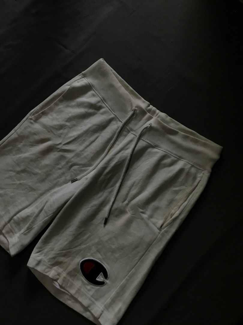 Champion White Sweat Shorts with Logo (Category: Shorts) located in Daraga. Submitted by jcaa2415 (Listing ID 1463125120, Image 1). Description: - White Champion sweat shorts - Elastic waistband with adjustable drawstring - Convenient side pockets - Features iconic Champion logo on the left leg - Perfect for comfortable lounging or casual everyday use.