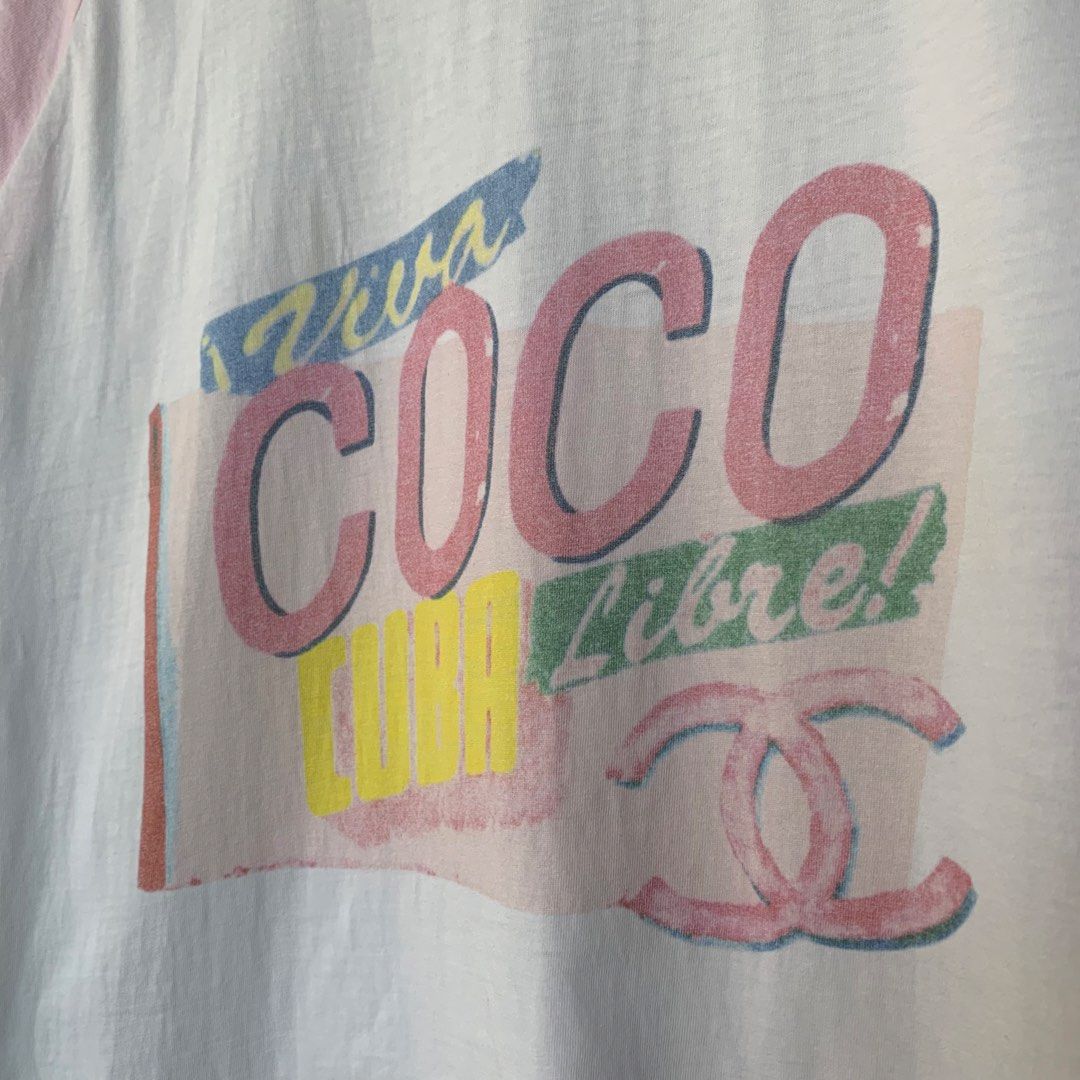 Chanel Cruise 2017 “Viva Coco Cuba Libre” Pastel Raglan Tee (Category: Shirts) located in Sindangan. Submitted by holy_thrift (Listing ID 1463192538, Image 2). Description: - Chanel Cruise 2017 “Viva Coco Cuba Libre” Pastel Raglan Tee - width / - length / - issue / sa 9 pic is may stain sya tapos sa 10 pic is may 3 holes sya pati sa likod ng necktag nya may pinhole - free shipping.