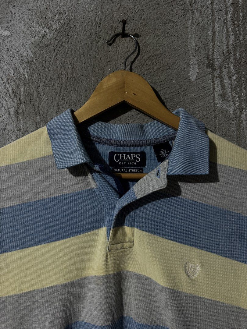 CHAPS Stripes Polo T-shirt (Category: Tshirts & Polo Shirts ) located in Pasay City. Submitted by niel304 (Listing ID 1463181547, Image 3). Description: Condition: 9/10 Dimensions: 21x26-28 Size on tag: Medium Issues: none.
