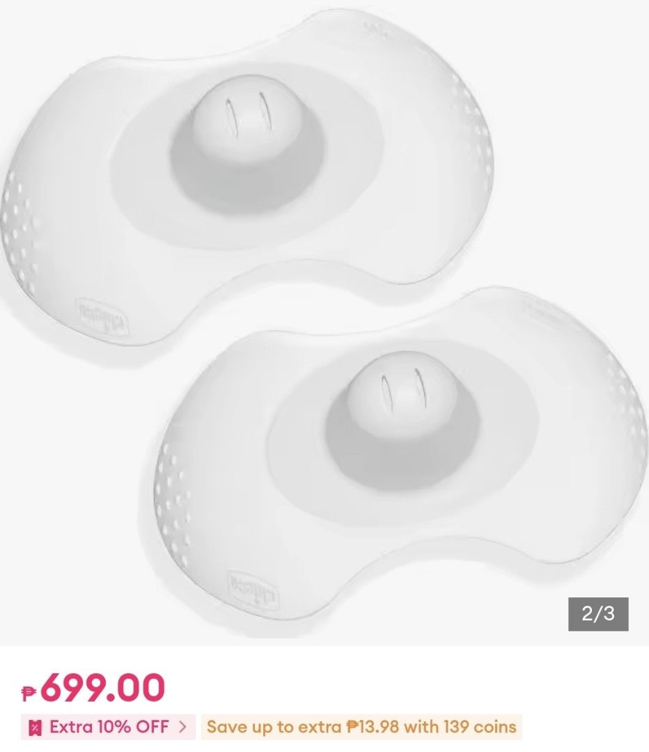 Chicco Nipple Shield - S/M with Sterilizing Box (Category: Breastfeeding & Bottle Feeding) located in Manila. Submitted by charmainetk35 (Listing ID 1463125793, Image 2). Description: - Chicco Skin-to-Skin Nipple Shields - Size: S/M - Includes practical sterilizing box - Used for 1 week only. Selling since baby now feeds from the bottle. - recommended by lactation specialists for inverted/flat nipples.