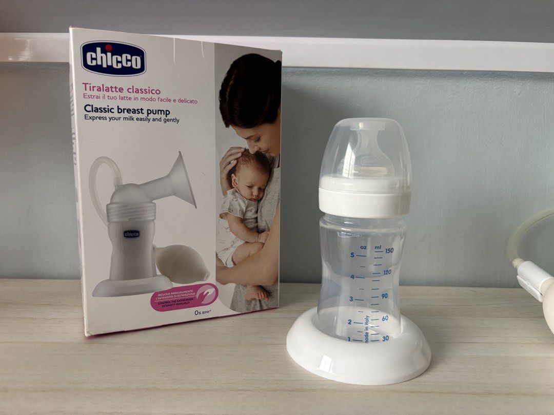 Chicco Tiralatte Classico Classic Manual Breast Pump (Category: Breastfeeding & Bottle Feeding) located in Taguig. Submitted by frankasian (Listing ID 1463269641, Image 2). Description: - Brand New Chicco Classic Breast Pump - Effortlessly and gently express milk - Complete set: pump, bottle, and cap - Original box included - Simple to assemble and use - USED ONCE - Original Price: ₱1400 - Free flanges Rfs: I have other breast pumps.