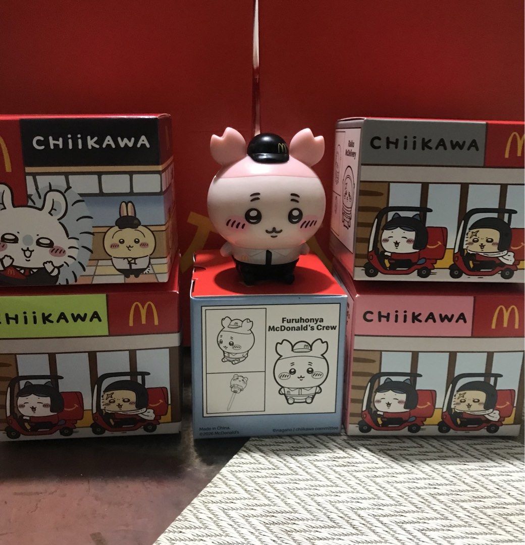 Chiikawa mcdo toys (Category: Designer & Blind Box Toys) located in Cainta. Submitted by janilen (Listing ID 1463240315, Image 3). Description: With box 100 each. Take all 90 each.