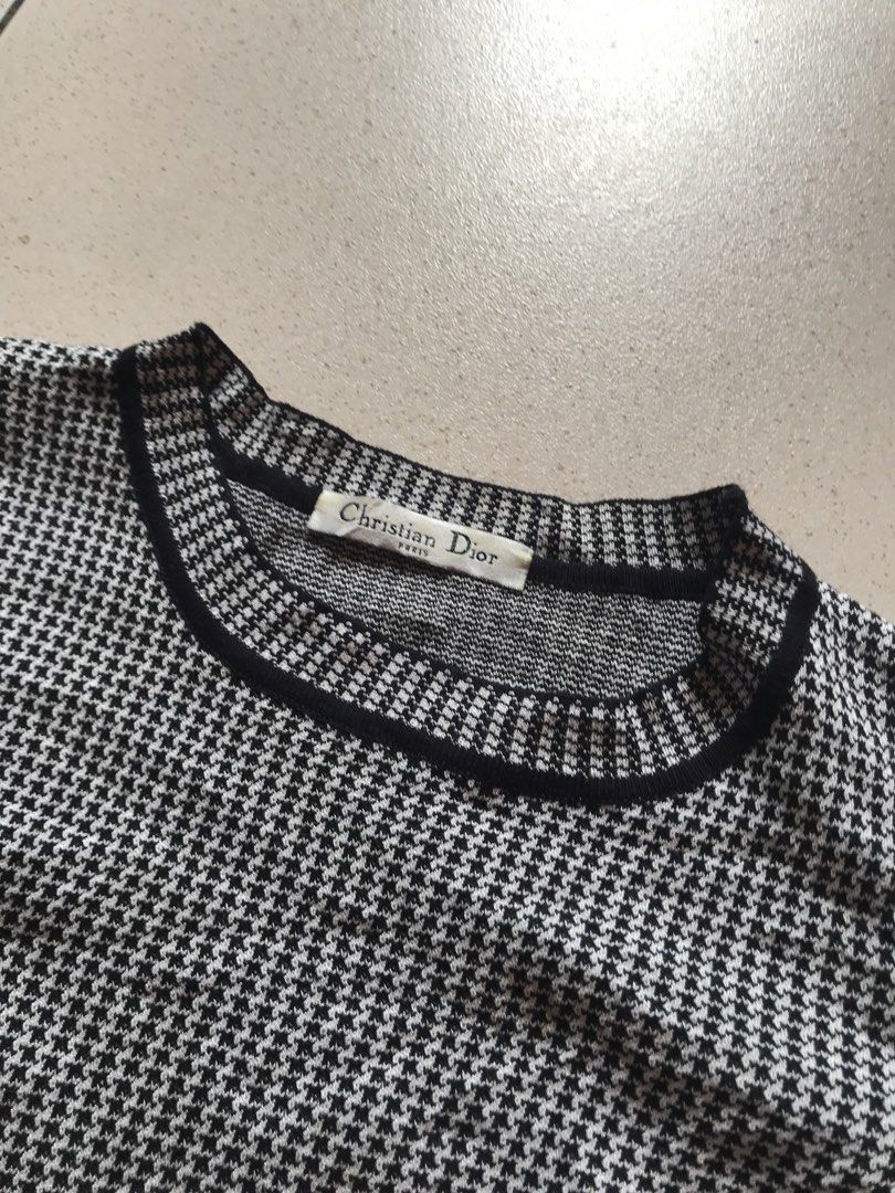 Christian Dior Houndstooth Knitted Top (Category: Blouses) located in Cebu City. Submitted by no3spass1ng (Listing ID 1463271185, Image 3). Description: Christian Dior Houndstooth Knitted Top Dimes: 15 W x 21 L very good condition see pic 📍 Cebu city.