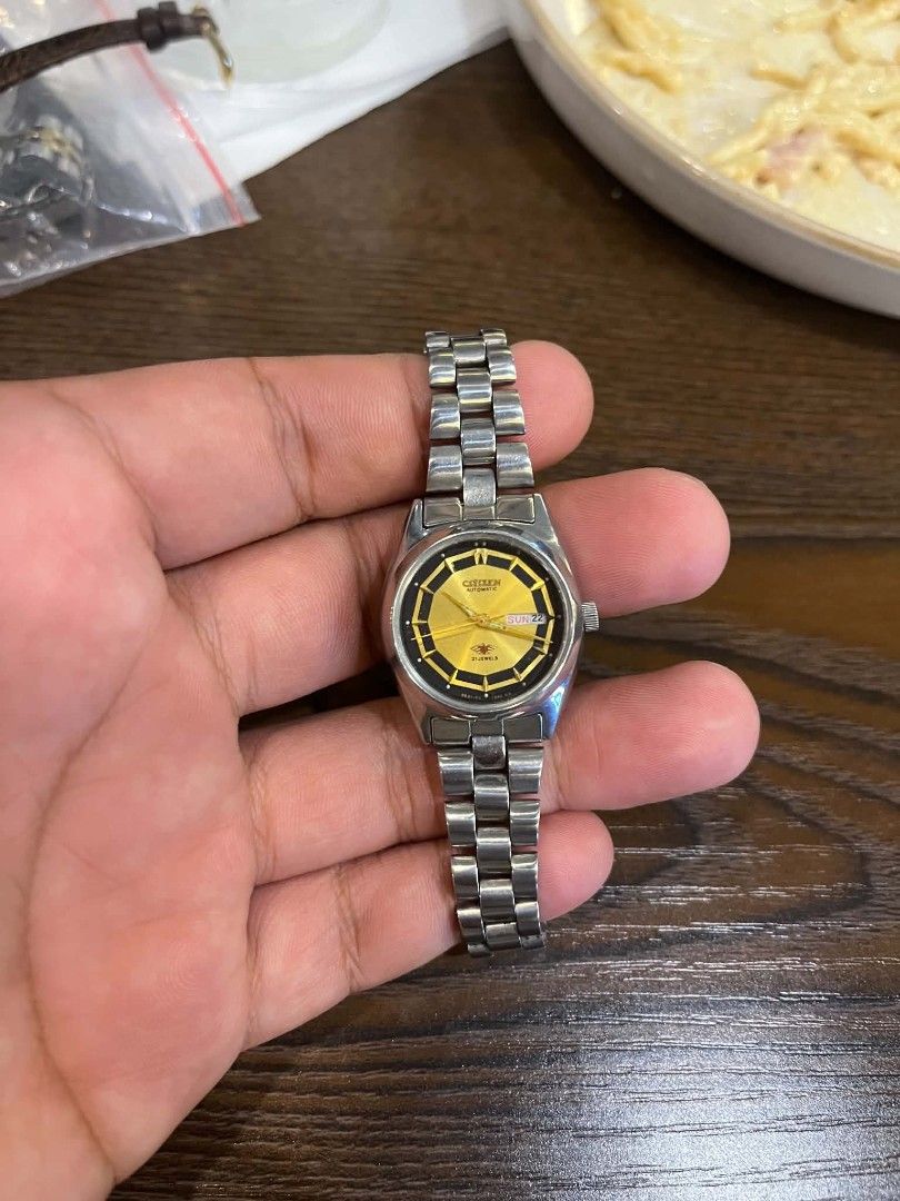 Citizen Automatic Watch Gold Dial (Category: Men's Watches) located in Cebu City. Submitted by jbok_watches. (Listing ID 1463258422, Image 2). Description: - Vintage Citizen Automatic Watch - Classic Gold Dial - Day and Date Function - Stainless Steel Bracelet - Powered by 21 Jewels - Ideal for Everyday Wear or Collectors - Selling As Is.