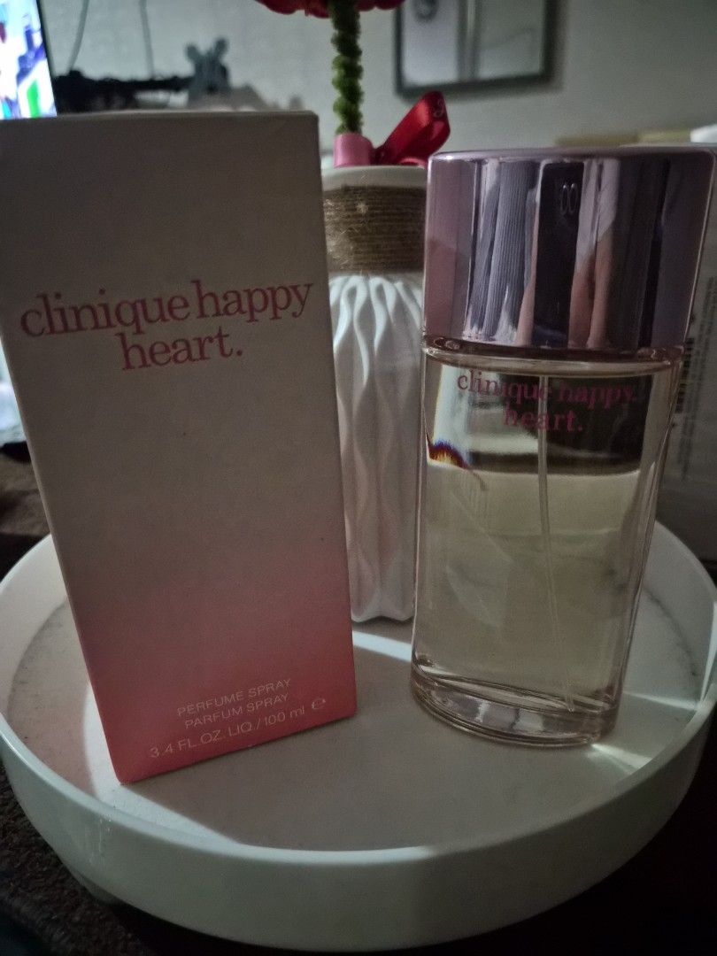 Clinique Happy Heart Perfume Spray 100ml (Category: Fragrance & Deodorants) located in Taguig. Submitted by chloe_clothingco. (Listing ID 1463217853, Image 1). Description: - Clinique Happy Heart Perfume Spray - 100ml bottle • Open box not sprayed •US Tester - Scent profile: Fresh, floral, citrusy - Ideal for everyday wear.