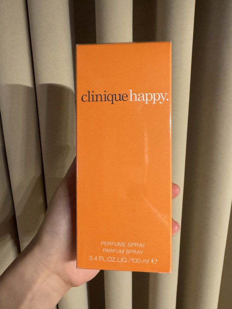 Clinique Happy Perfume Spray 100ml (Category: Fragrance & Deodorants) located in San Fernando. Submitted by ThrifinityandBeyond (Listing ID 1463164802, Image 1). Description: - Clinique Happy Perfume Spray - 100ml bottle - Scent profile: Hint of citrus with a wealth of flowers - Evokes feelings of happiness - Made in England.