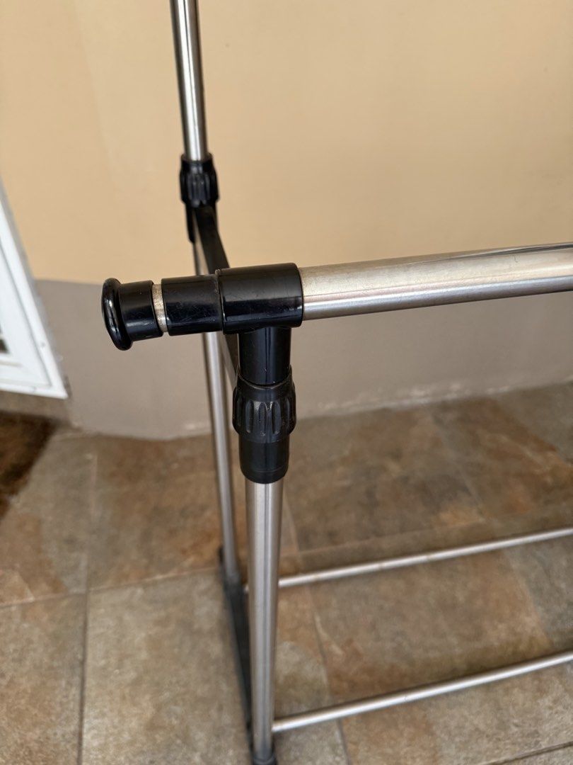 Adjustable Double Pole Clothes Rack (Category: Hooks & Hangers) located in Marikina City. Submitted by cluttermatters (Listing ID 1463242552, Image 3). Description: RFS: My mom has migrated to Australia, so we’re currently selling most of her household belongings..