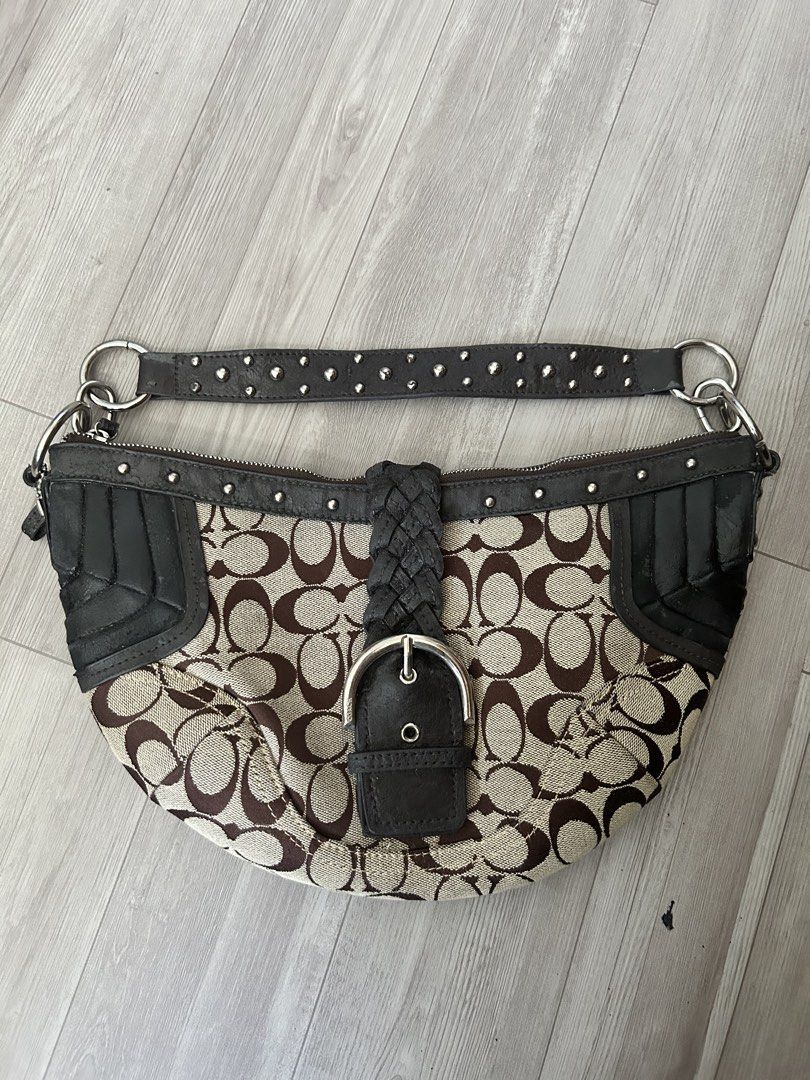 Coach Braided Soho (Category: Luxury Bags & Wallets) located in Manila. Submitted by mei.zumi (Listing ID 1463142953, Image 1). Description: Y2k vibes, very cute and studded straps. Overall condition: 7/10 Canvass: 10/10 no rubs Hardware: 10/10 no tarnished Leather: 6/10, repainted and has some signs of use because vintage Made in Turkey but Authenticity is not guaranteed. Location Manila. Slightly negotioable. .