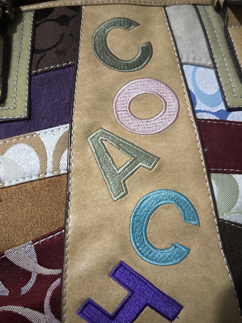 Coach Patchwork Multicolor Leather Shoulder Bag (Category: Luxury Bags & Wallets) located in Villasis. Submitted by justinramosonfb (Listing ID 1463270894, Image 3). Description: - Stylish patchwork design - Embroidered Coach logo - Genuine leather straps and trim - Interior zip pocket - Lined with Coach-branded fabric - Ideal for everyday wear.