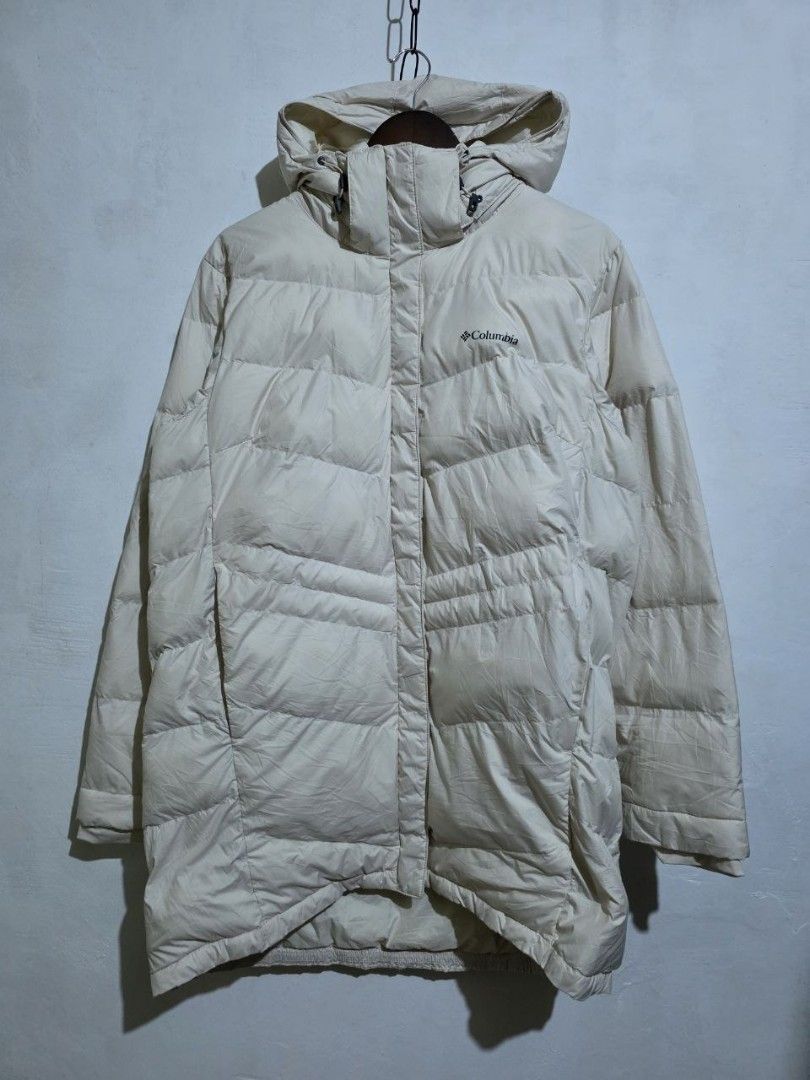 Columbia Heavenly Long Hooded Jacket (Category: Coats, Jackets and Outerwear) located in Baguio. Submitted by labelleferroniere (Listing ID 1463169799, Image 1). Description: No Flaw Like New Womens (XL on tag) Cream Width 23 Length 33.