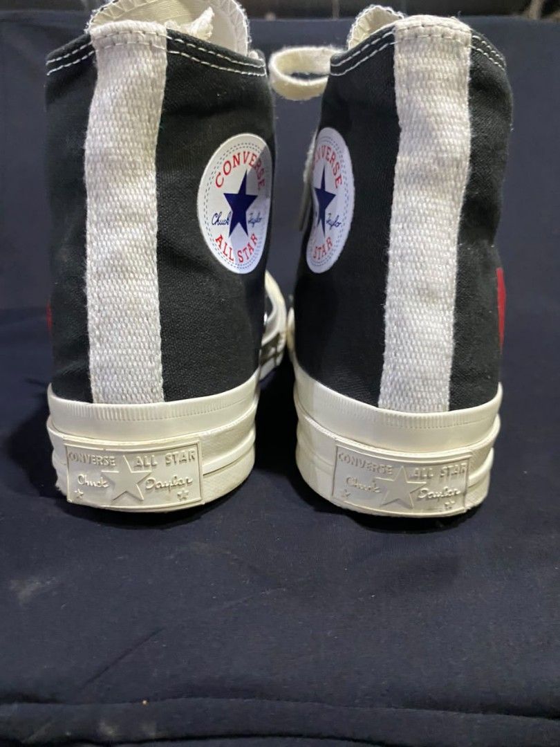 Comme des Garçons Play x Converse Chuck 70 High (Category: Sneakers & Footwear) located in Zamboanga. Submitted by rkrey (Listing ID 1463124124, Image 3). Description: Comme des Garçons Play x Converse Chuck 70 High sneakers featuring the signature red heart-and-eyes logo on the side Men's 4.5 Women's 6.5 23.5cm Slightly Negotiable Price.