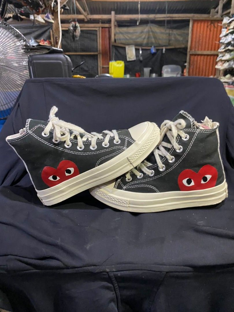 Comme des Garçons Play x Converse Chuck 70 High (Category: Sneakers & Footwear) located in Zamboanga. Submitted by rkrey (Listing ID 1463124124, Image 2). Description: Comme des Garçons Play x Converse Chuck 70 High sneakers featuring the signature red heart-and-eyes logo on the side Men's 4.5 Women's 6.5 23.5cm Slightly Negotiable Price.