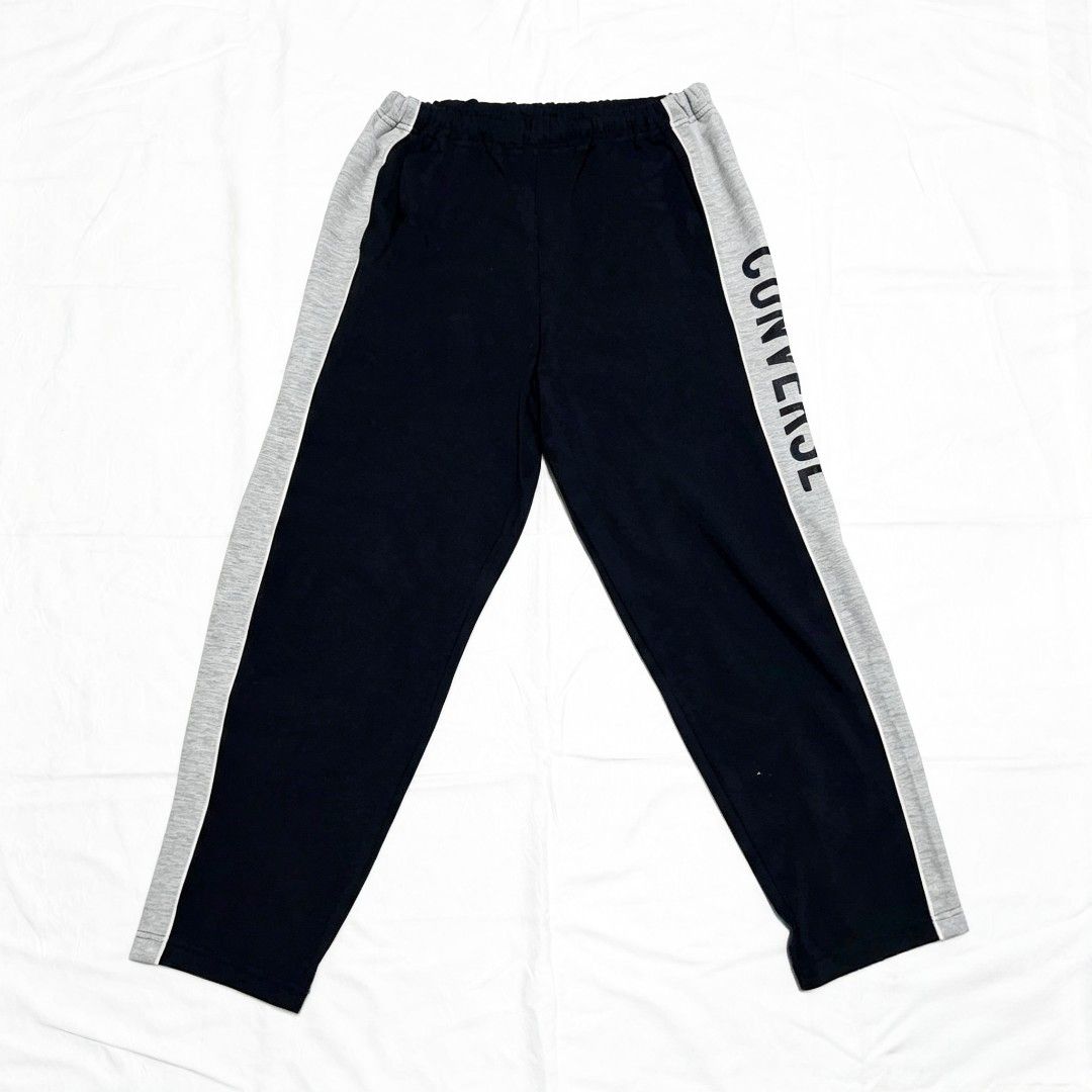 Converse Navy Blue Joggers | Gray Side Logo Stripes (Category: Activewear) located in Quezon City. Submitted by rodthrift00 (Listing ID 1463279074, Image 1). Description: Waist: 30-40 ‎Length: 37.5 ‎Leg Hole: 7 ‎9/10 ‎No Issue.