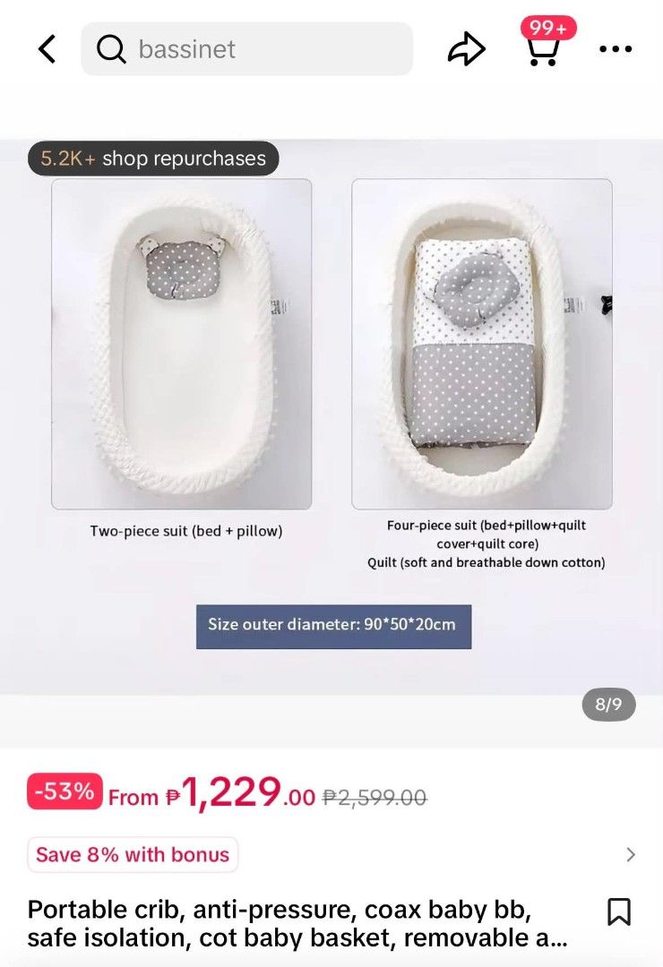 Cot baby basket (Category: Cots & Cribs) located in Marikina City. Submitted by prelovedbyreena (Listing ID 1463228104, Image 2). Description: .