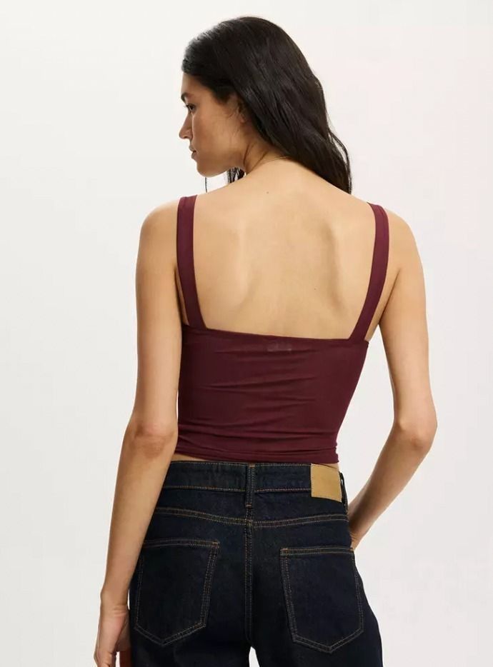 Cotton On Brooke Mesh Cami Top (Sour Cherry) (Category: Sleeveless) located in Binan City. Submitted by lexiieverse (Listing ID 1463233158, Image 2). Description: Also fits XXS!.