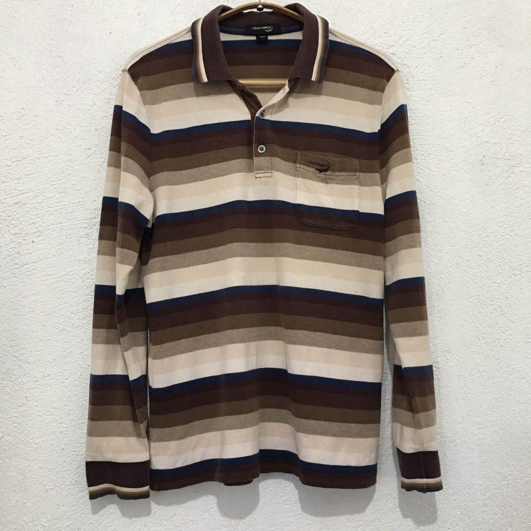 Crocodile brown stripes vintage sweatshirt (Category: Longsleeves) located in Subic. Submitted by ayvee.ph (Listing ID 1463149428, Image 3). Description: Crocodile brown stripes vintage sweatshirt Perfect pair in trouser shorts & trouser pants✨ Comfy & lightweight 🏷Excellent cond No issue / No flaws No when worn Never used Size: Med on tag Price: 600 (last price posted) 📌This is bought in JPN pasabay 📍 Olongapo / Subic Reg J&T door to door del