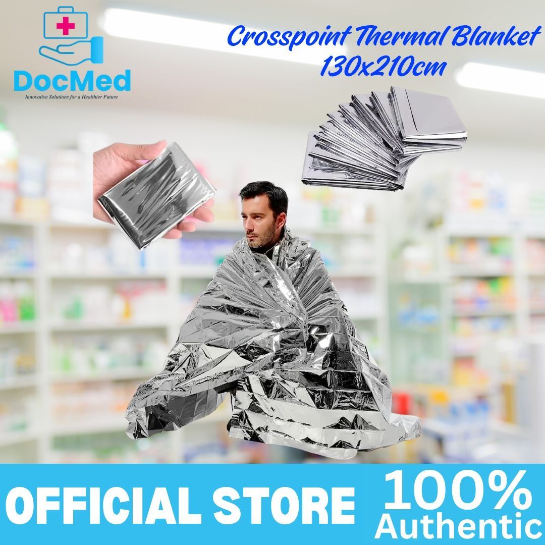 CROSSPOINT THERMAL BLANKET (130X210) (Category: Medical Supplies & Tools) located in Quezon City. Submitted by zee_010200 (Listing ID 1463217119, Image 3). Description: - Brand: Crosspoint - Type: Thermal Blanket - Size: 130 x 210 cm - Material: Heat-reflective silver foil - Features: Lightweight, compact, retains body heat - Ideal for: Emergency preparedness, camping, outdoor activities, staying warm.