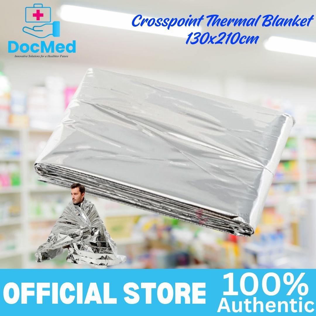 CROSSPOINT THERMAL BLANKET (130X210) (Category: Medical Supplies & Tools) located in Quezon City. Submitted by zee_010200 (Listing ID 1463217119, Image 2). Description: - Brand: Crosspoint - Type: Thermal Blanket - Size: 130 x 210 cm - Material: Heat-reflective silver foil - Features: Lightweight, compact, retains body heat - Ideal for: Emergency preparedness, camping, outdoor activities, staying warm.