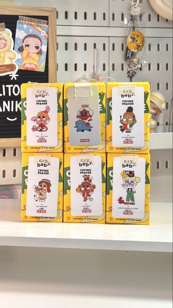 Crybaby Crying Parade Series (Category: Designer & Blind Box Toys) located in Muntinlupa City. Submitted by litol_aniks (Listing ID 1463221119, Image 1). Description: ⋆. 𐙚 ˚ popmart 🛒 ₱450 each only! (from ₱600 srp) 🛒 ₱3,200 saddest king (secret) ⤷ sealed foil, open from bottom box ⤷ complete, open to check card only ⤷ authentic; onhand and ready to ship mop: gcash, gotyme, bpi mod: lalamove, j&t, meet up 📍 alabang, muntinlupa wts lfb for sal