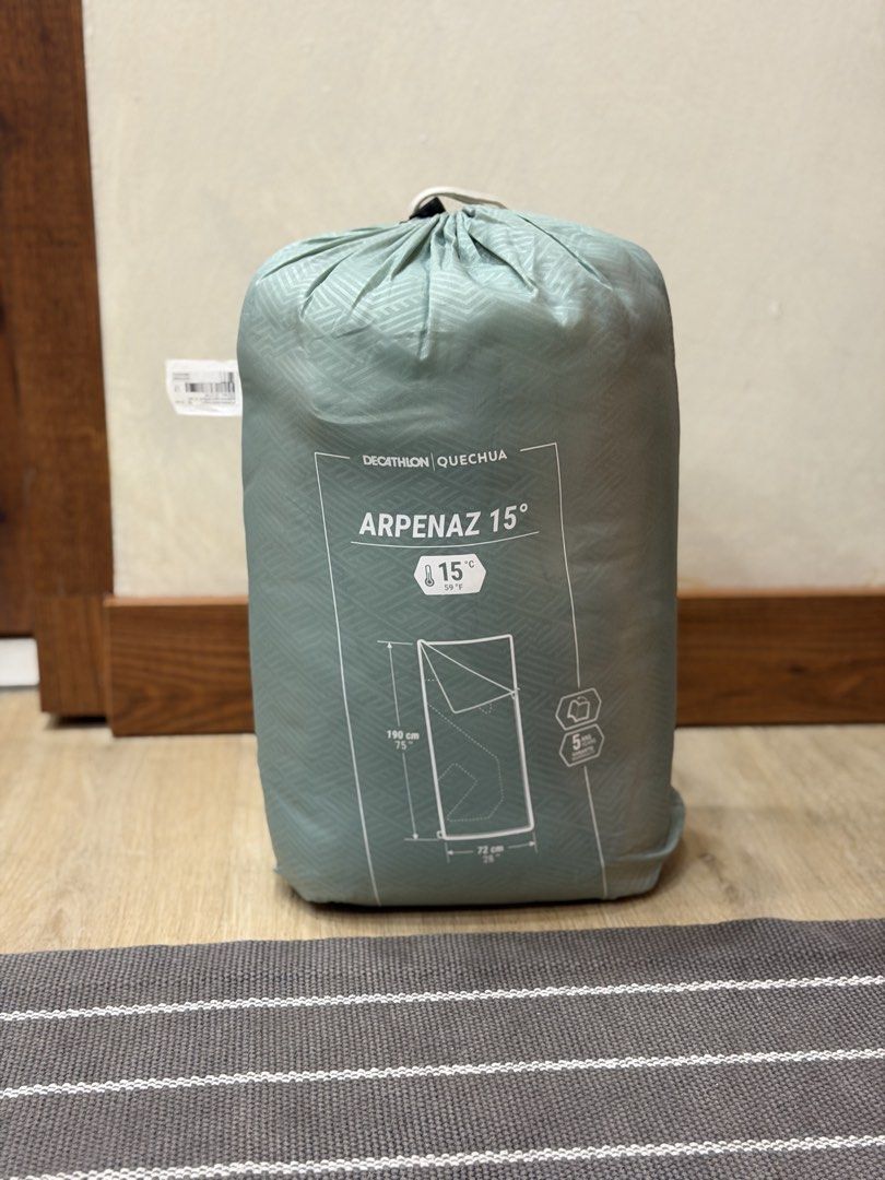 Decathlon Quechua Arpenaz 15-degree Sleeping Bag (Category: Hiking & Camping) located in Pasig City. Submitted by jgbeautique (Listing ID 1463228908, Image 1). Description: Original price is 1390 Selling for 50% off Only used 3x in HK camping In very good condition. Clean and zero damage..