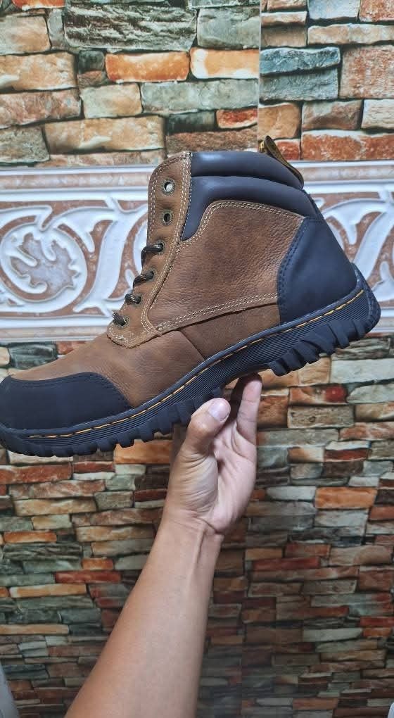 Dr. Martens Industrial Safety Toe Work Boots (Category: Boots) located in Caloocan City. Submitted by rectooangelo (Listing ID 1463136726, Image 3). Description: 🟢 For sale Dr. Martens 🟢 ● RIVERTON BROWN ● Available sizes -13usm Disclaimer: deadstock shoes, possible SOLE SEP. But still in good condition. NO RETURN NO EXCHANGE POLICY Location: Valenzuela city 1500php slightly - Dr. Martens Industrial Safety Toe Work Boots - Color: Brown leather 
