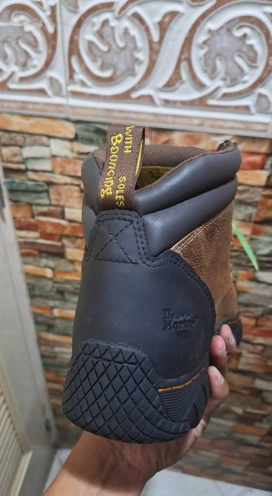 Dr. Martens Industrial Safety Toe Work Boots (Category: Boots) located in Caloocan City. Submitted by rectooangelo (Listing ID 1463136726, Image 2). Description: 🟢 For sale Dr. Martens 🟢 ● RIVERTON BROWN ● Available sizes -13usm Disclaimer: deadstock shoes, possible SOLE SEP. But still in good condition. NO RETURN NO EXCHANGE POLICY Location: Valenzuela city 1500php slightly - Dr. Martens Industrial Safety Toe Work Boots - Color: Brown leather 