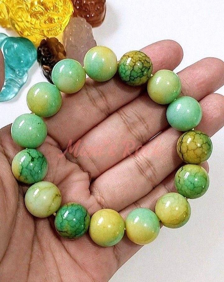 Dragon Vein Agate Stone Bracelet Round 14mm (Category: Bracelets) located in Taguig. Submitted by mimisrack (Listing ID 1463262632, Image 1). Description: 💚A bold and eye-catching piece that showcases striking patterns and powerful energy. -Made with dragon vein agate beads (14mm) - large, statement-sized with unique crackle patterns -Distinct vein-like design - each bead is one of a kind -Known for grounding, protection, and enhancing inner str