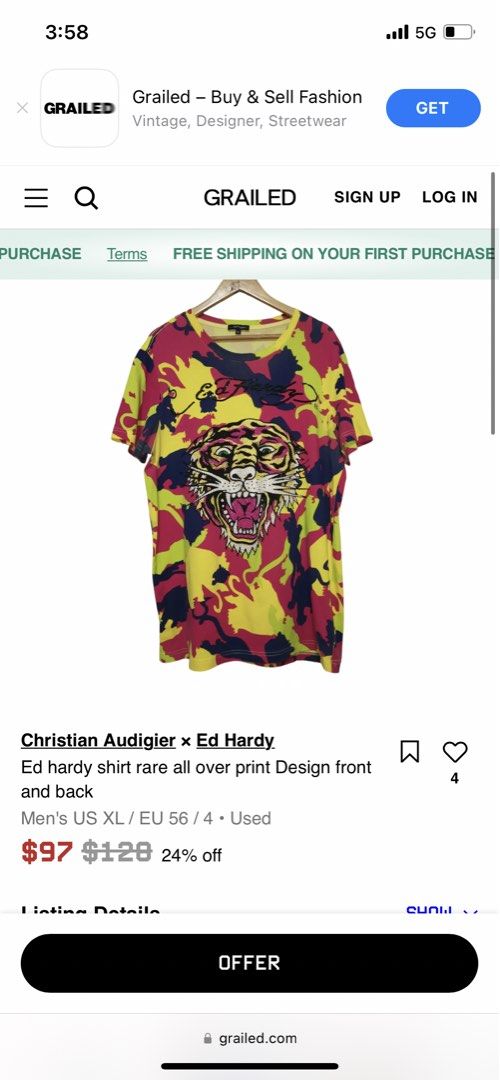 Ed Hardy Beaded Shirt (Category: Shirts) located in Tuguegarao City. Submitted by declutterwithari_ (Listing ID 1463249474, Image 3). Description: RAREEE Ed Hardy Beaded Shirt Fits Xs-S Retails for 5k on Grailed.