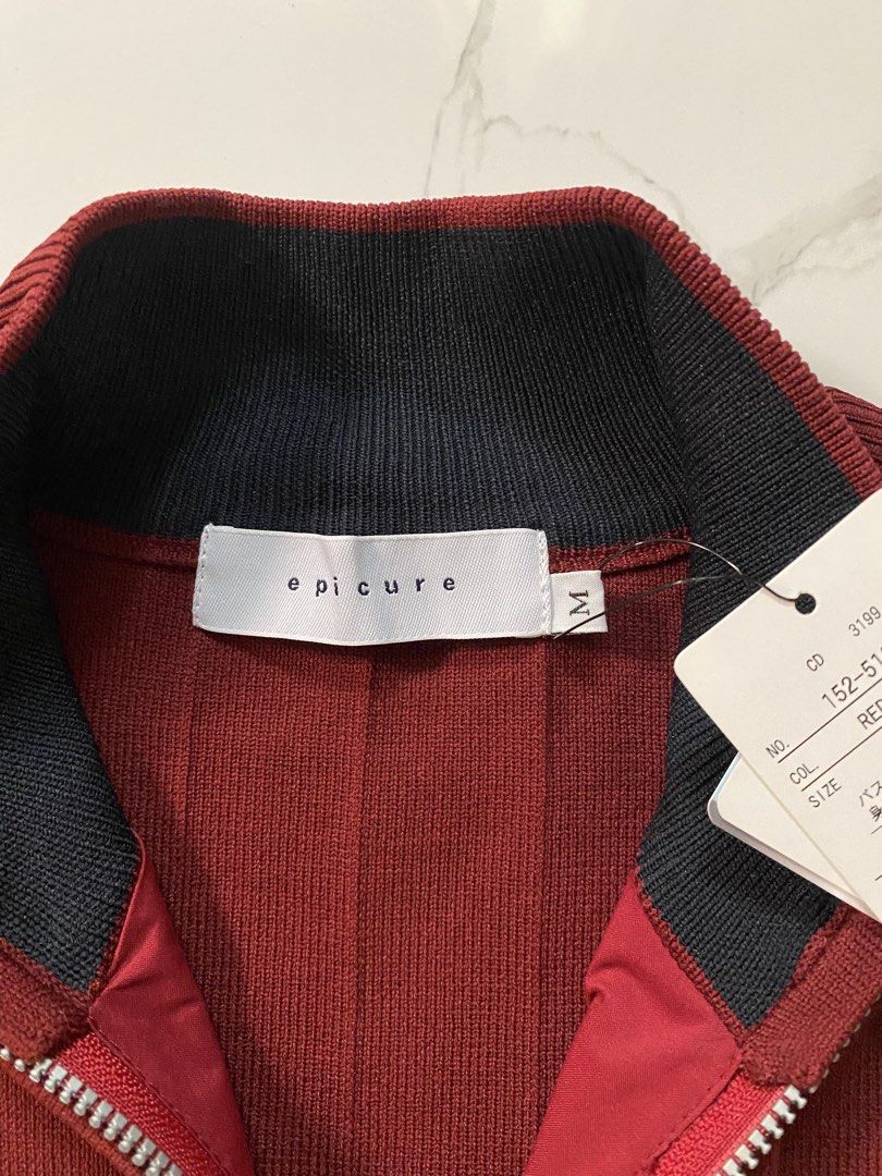 Epicure Burgundy Ribbed Zip-Up Jacket (Category: Coats, Jackets and Outerwear) located in Baguio. Submitted by lhynebosaing22 (Listing ID 1463165329, Image 2). Description: - Burgundy ribbed bomber jacket - Brand: Epicure - Size: M - Zip-up front closure - Black collar and cuffs - Small embroidered logo on chest - Two side pockets - Made in China - negotiable price for sure buyer.