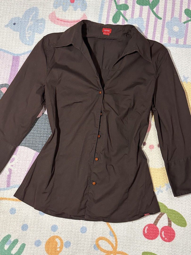 Esprit Fitted Brown Button-Up Polo (XS-S) (Category: Others Tops) located in Manila. Submitted by vintage_revo.ph (Listing ID 1463287741, Image 1). Description: .