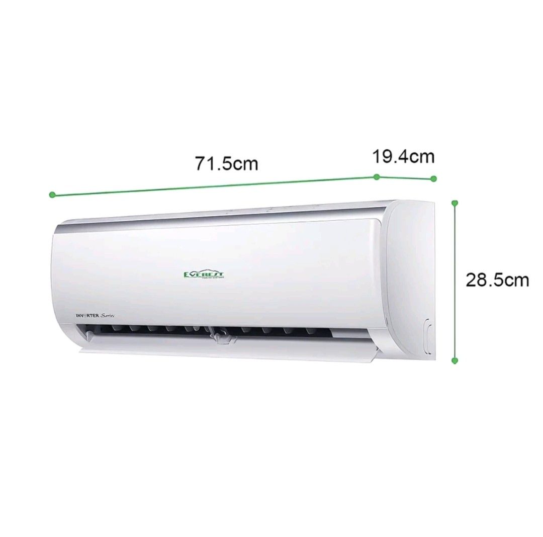 Everest Split type Aircon Inverter 1.0hp (Category: Air Conditioning and Heating) located in Manila. Submitted by rico_delfin (Listing ID 1463159879, Image 3). Description: ETIV10CSTR3-HF Golden Fins Indoor & Outdoor 🟩 Silver Ion Filter 🟩 LED Hidden Display 🟩 Refrigerant Diagnose Error 🟩 Self Diagnose Error 🟩 Auto Restart 🟩 Fire-Proof PCB Box 🟩 Eco Mode 🟩 R32 Refrigerant Capacity ​ 1.0 HP Cooling Capacity 10,200 (3,871-10,850) kj/h Power 