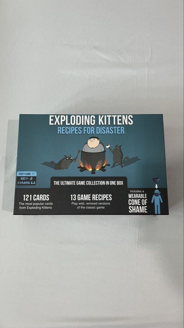 Exploding Kitten Complete Set Board Game (Category: Board Games & Puzzles) located in Taiping. Submitted by buenothrift_ (Listing ID 1463248319, Image 1). Description: LIKE NEW MAIN SEKALI BARU COMPLETE SET WITH CONE, GAME RECIPES AND EXTRA CARD JUALAN CLEAR RUMAH RM60 POSTAGE DFOD J&T / +RM10 SM , +RM15 SS.